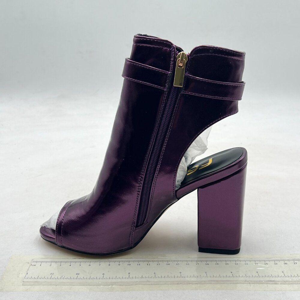 FSJ Purple Women's Peep Toe Slingback Ankle Boots Chunky Heels Side Zipper Shoes